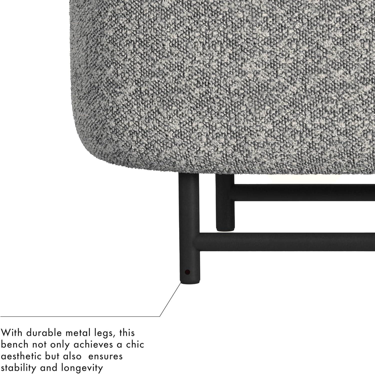 imageHomePop Ellipse Modern Storage Bench with Metal Legs Homepop Home DcorBench with Storage for Living Room amp Bedroom GrayCream Boucle With Gray Yarns