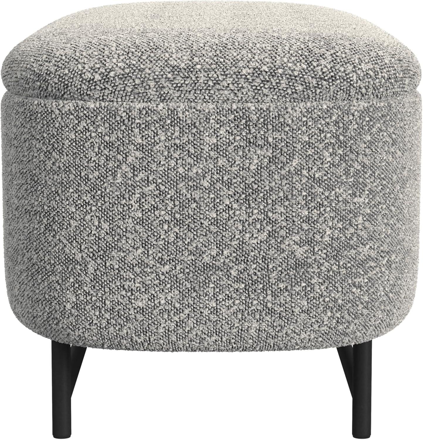 imageHomePop Ellipse Modern Storage Bench with Metal Legs Homepop Home DcorBench with Storage for Living Room amp Bedroom GrayCream Boucle With Gray Yarns