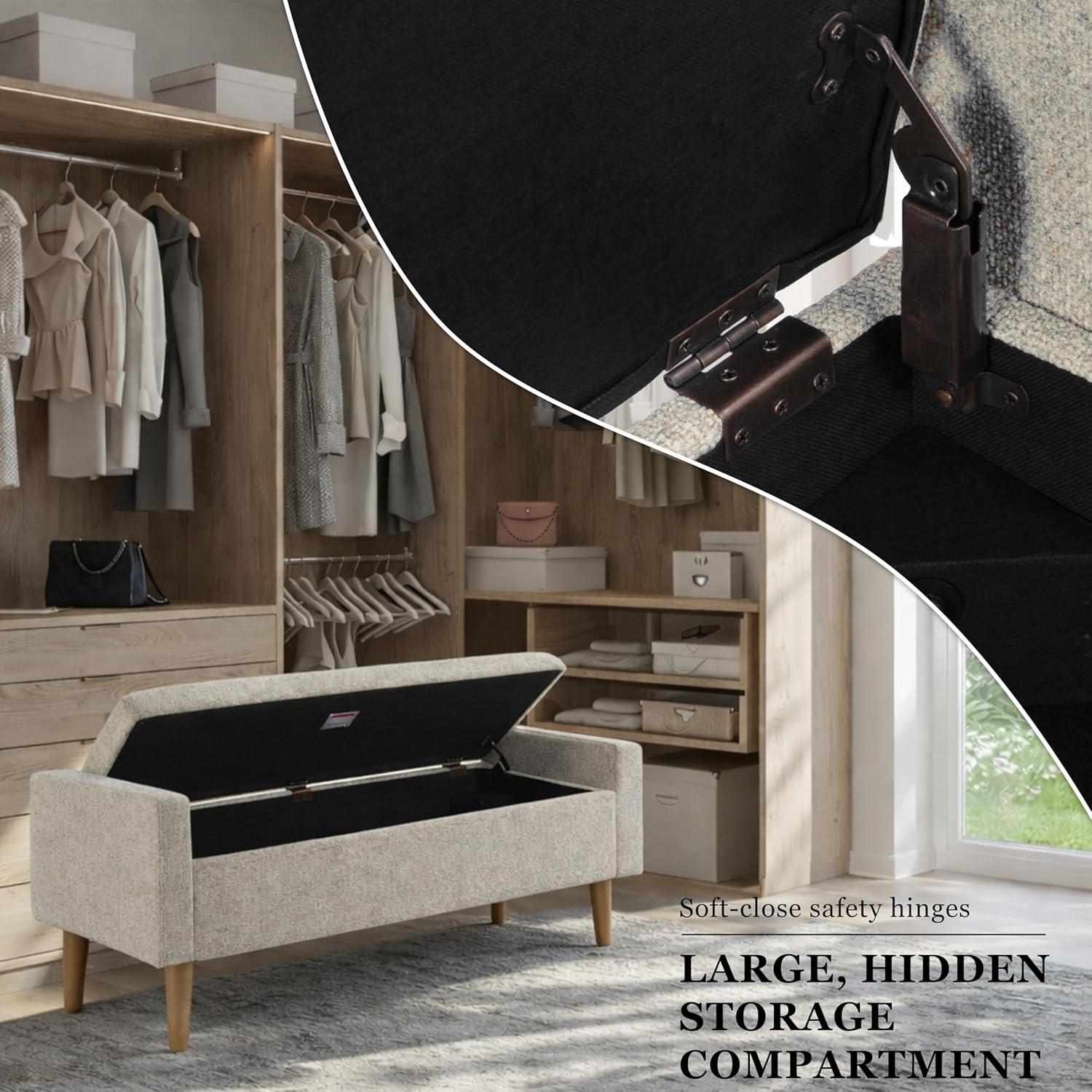 imageHomePop Fulton Storage Bench Muted MintTextured Cream