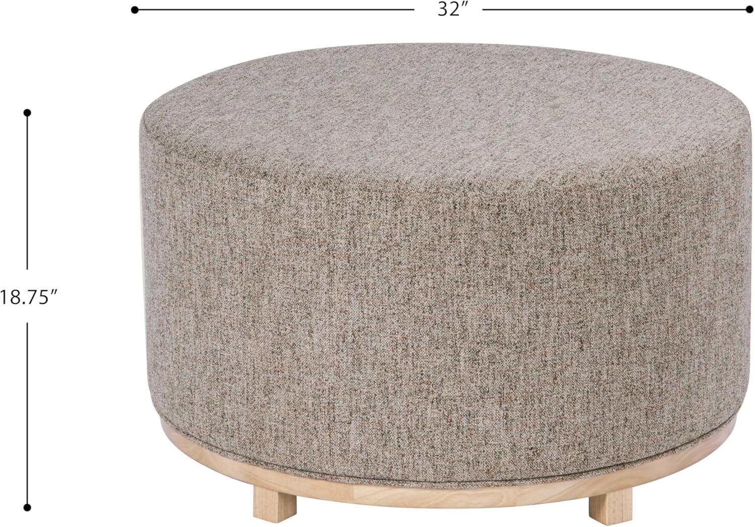 imageHomePop Haven Ottoman with Wood Base Sand Faux LeatherMidtone Gray Fabric