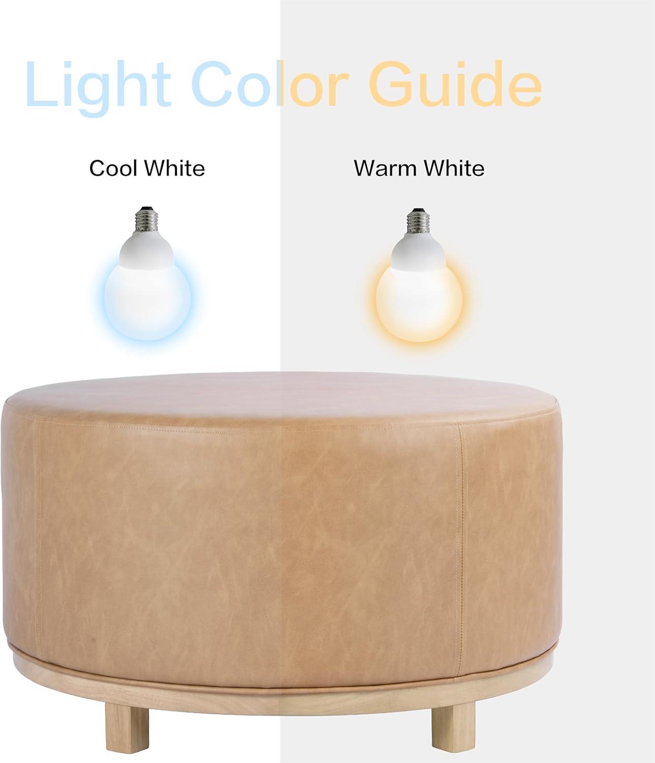 imageHomePop Haven Ottoman with Wood Base Sand Faux LeatherSand Faux Leather