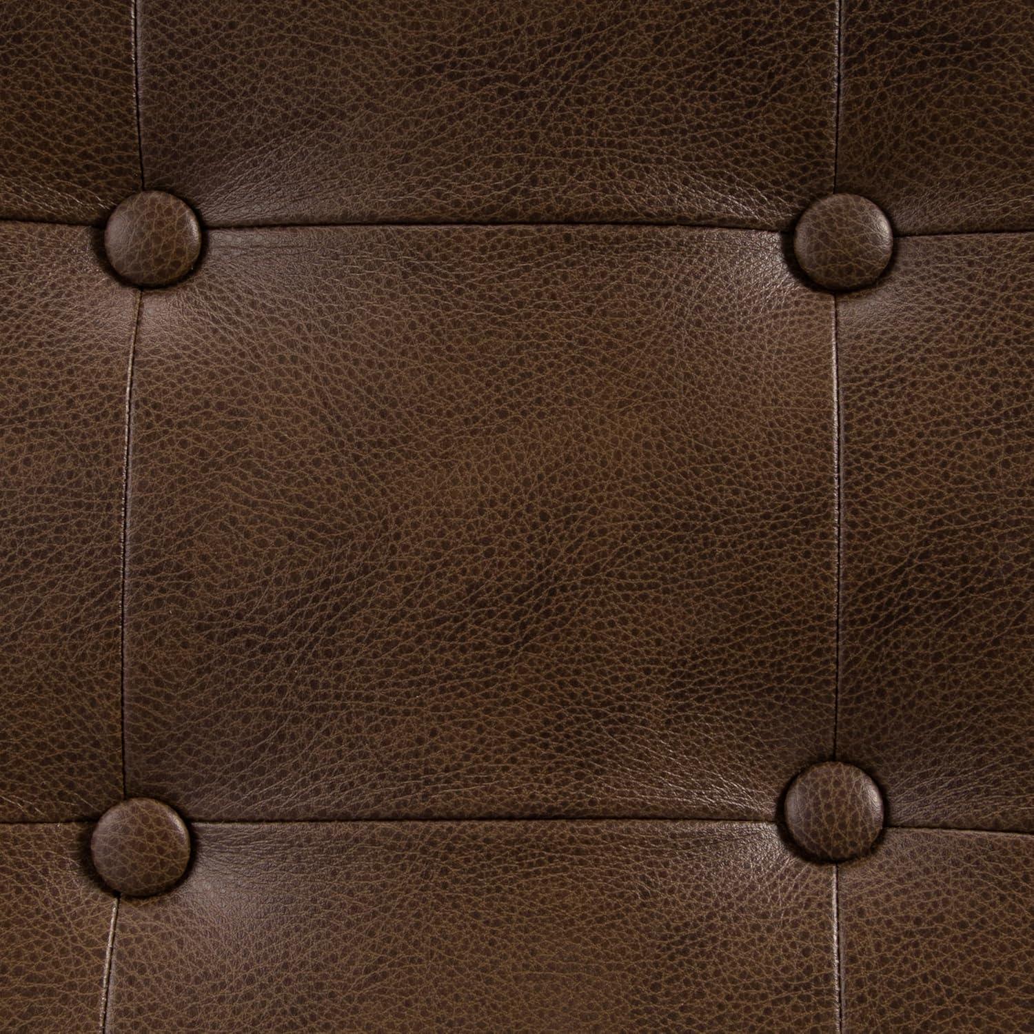 imageHomePop Large Upholstered Rectangular Storage Ottoman Bench with Hinged Lid NavyAntique Brown