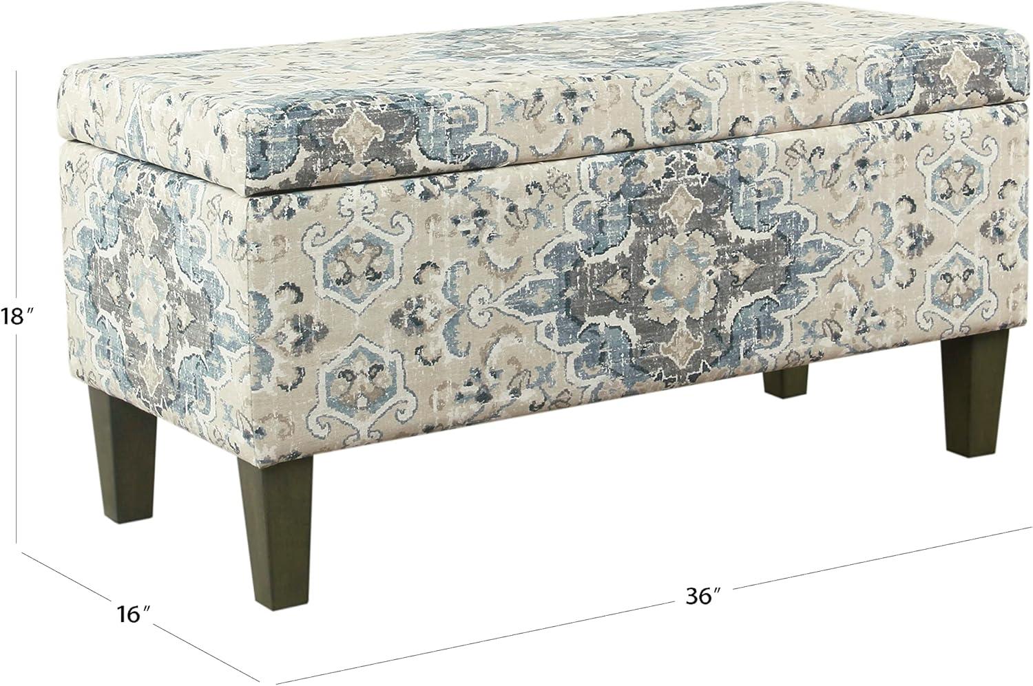 imageHomePop Large Upholstered Rectangular Storage Ottoman Bench with Hinged Lid NavyAntiqued Blue