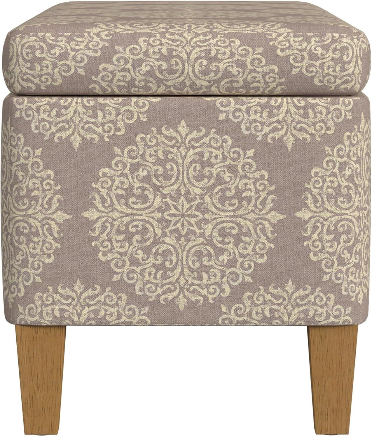 imageHomePop Large Upholstered Rectangular Storage Ottoman Bench with Hinged Lid NavyBrown Medallion
