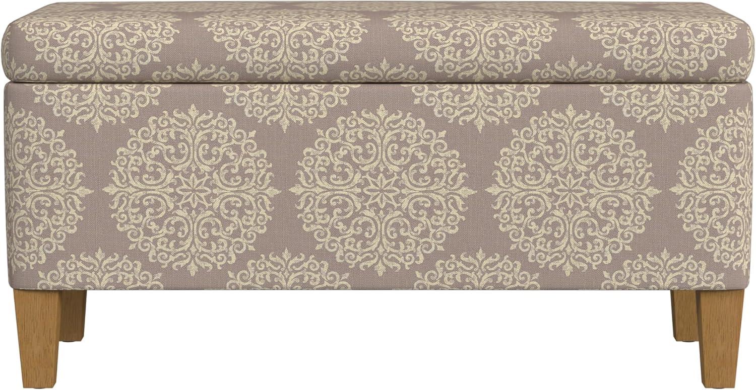 imageHomePop Large Upholstered Rectangular Storage Ottoman Bench with Hinged Lid NavyBrown Medallion