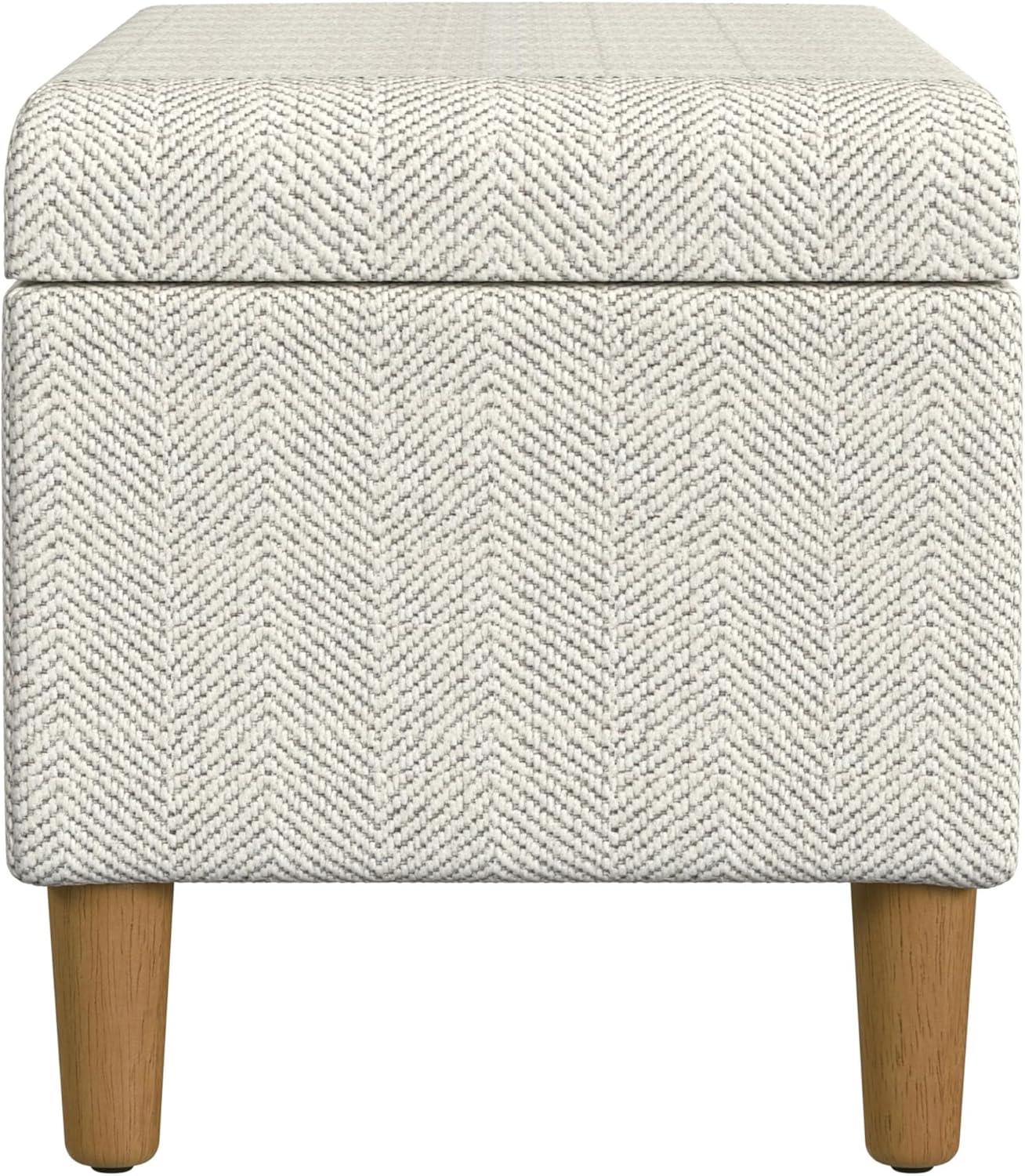 imageHomePop Large Upholstered Rectangular Storage Ottoman Bench with Hinged Lid NavyCream Chevron Woven