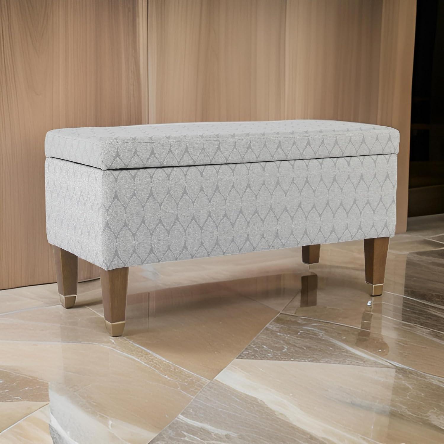 imageHomePop Large Upholstered Rectangular Storage Ottoman Bench with Hinged Lid NavyGray and Brown