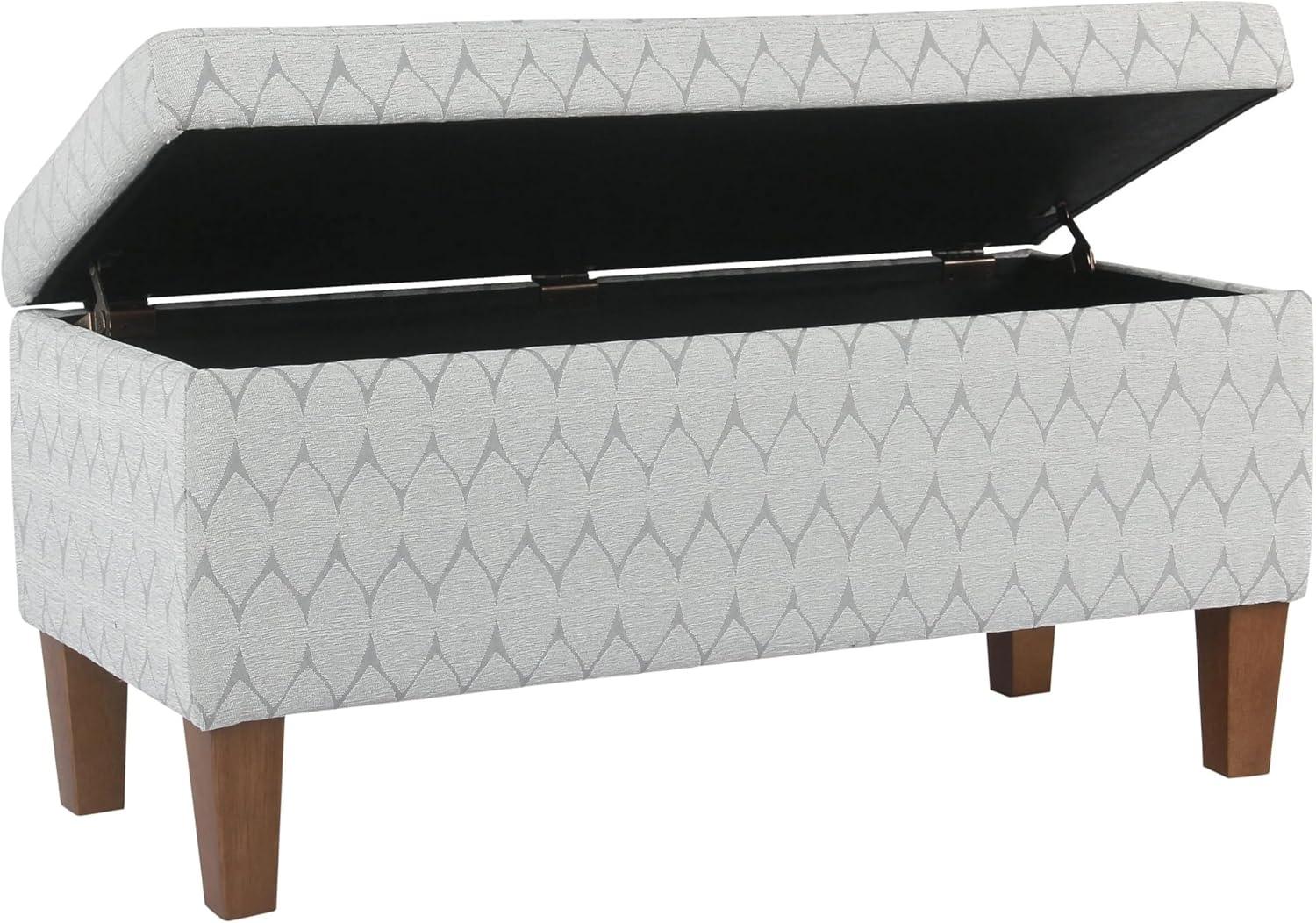 imageHomePop Large Upholstered Rectangular Storage Ottoman Bench with Hinged Lid NavyGray and Brown