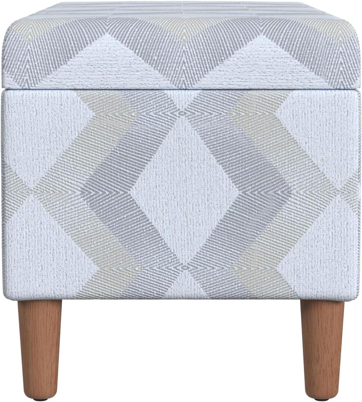 imageHomePop Large Upholstered Rectangular Storage Ottoman Bench with Hinged Lid NavyNatural Woven Geo