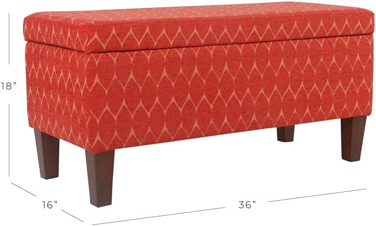 imageHomePop Large Upholstered Rectangular Storage Ottoman Bench with Hinged Lid NavyOrange and Brown