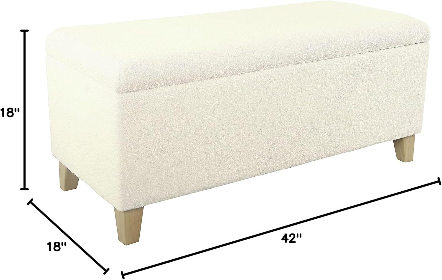 imageHomePop Large Upholstered Rectangular Storage Ottoman Bench with Hinged Lid NavyPearl Cream