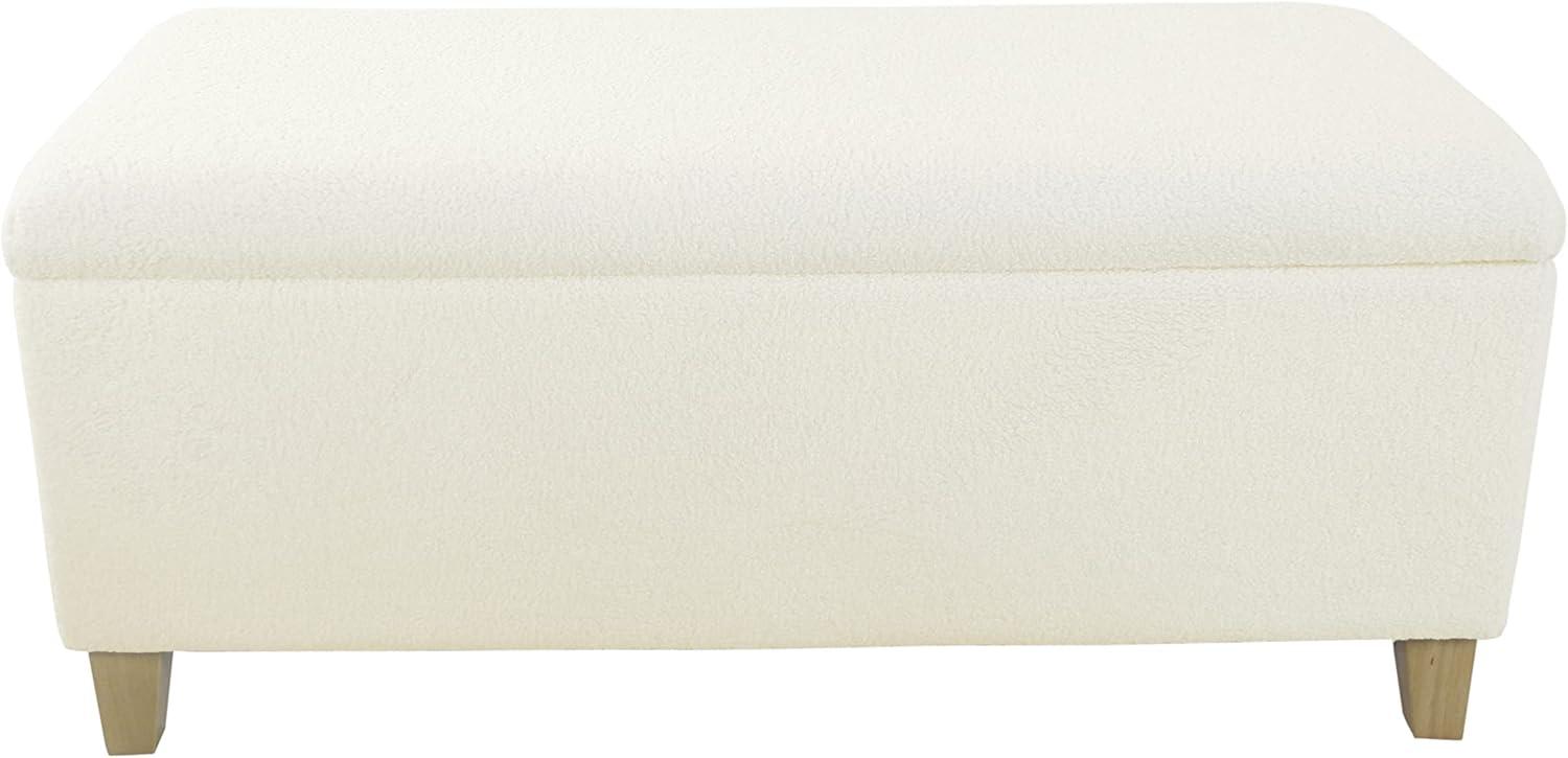 imageHomePop Large Upholstered Rectangular Storage Ottoman Bench with Hinged Lid NavyPearl Cream
