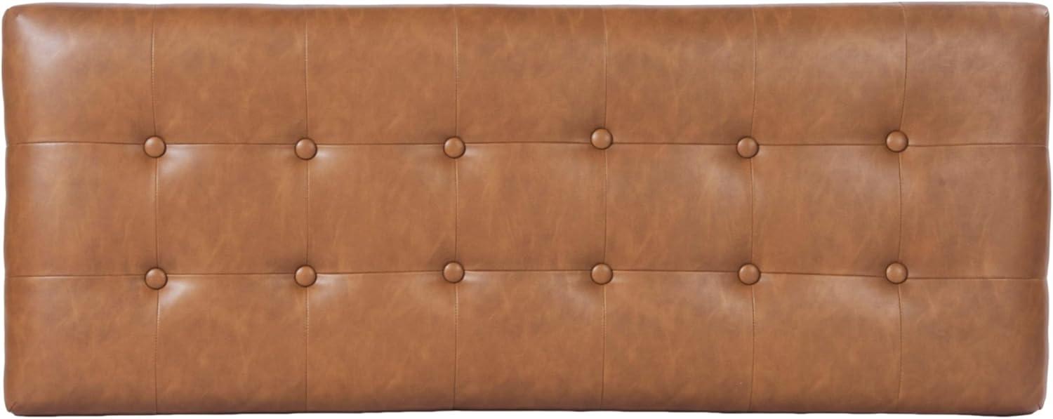 imageHomePop Large Upholstered Rectangular Storage Ottoman Bench with Hinged Lid NavyVintage Saddle Brown