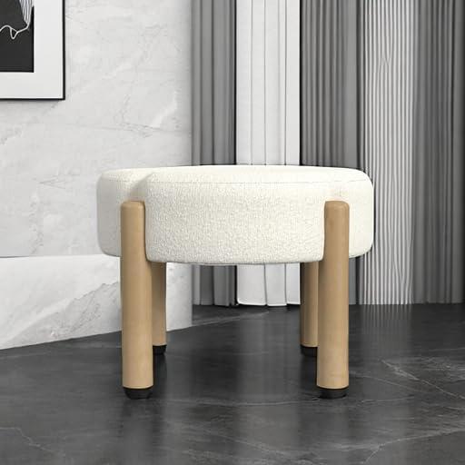 imageHomePop Luna Modern Round OttomanHomepop Home DcorOttoman for Living Room amp Bedroom Cream Boucle