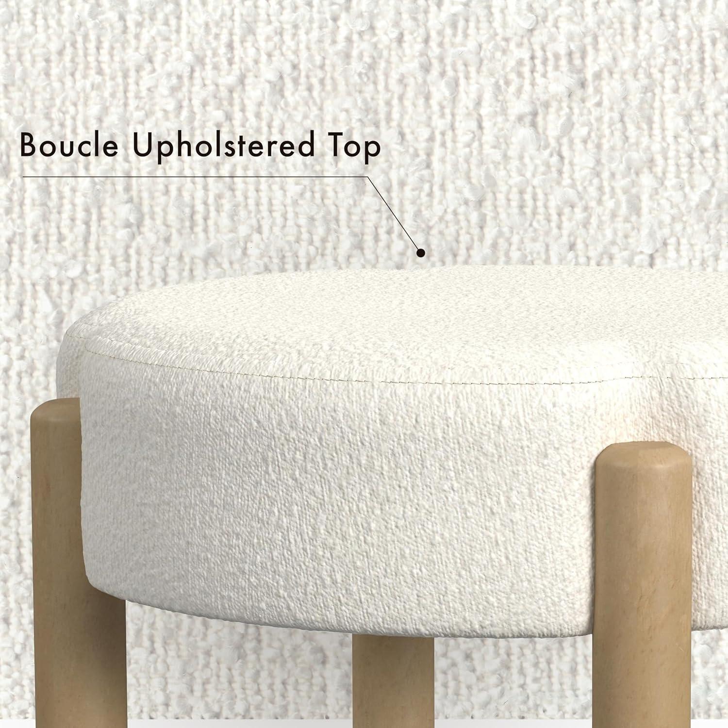 imageHomePop Luna Modern Round OttomanHomepop Home DcorOttoman for Living Room amp Bedroom Cream Boucle