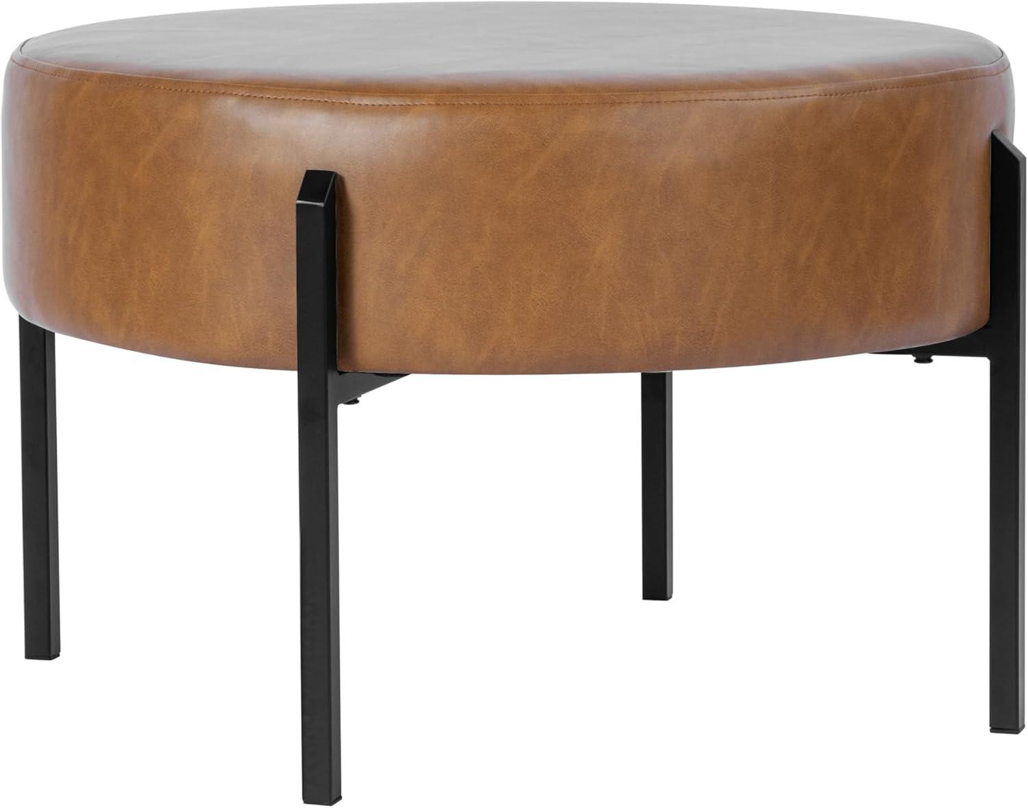 imageHomePop Luna Modern Round OttomanHomepop Home DcorOttoman for Living Room amp Bedroom Pink BoucleBrown