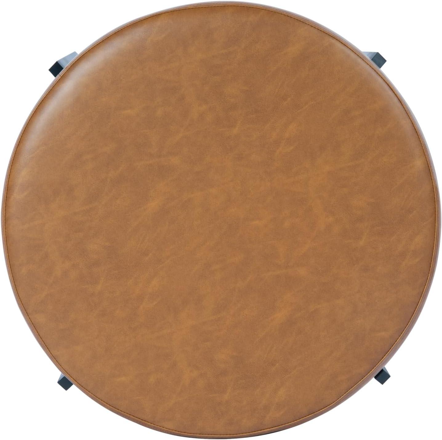 imageHomePop Luna Modern Round OttomanHomepop Home DcorOttoman for Living Room amp Bedroom Pink BoucleBrown