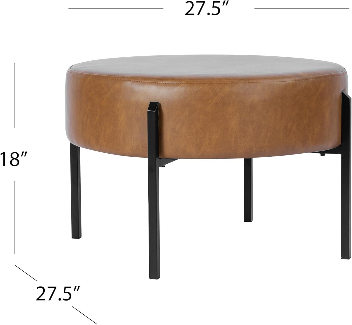 imageHomePop Luna Modern Round OttomanHomepop Home DcorOttoman for Living Room amp Bedroom Pink BoucleBrown