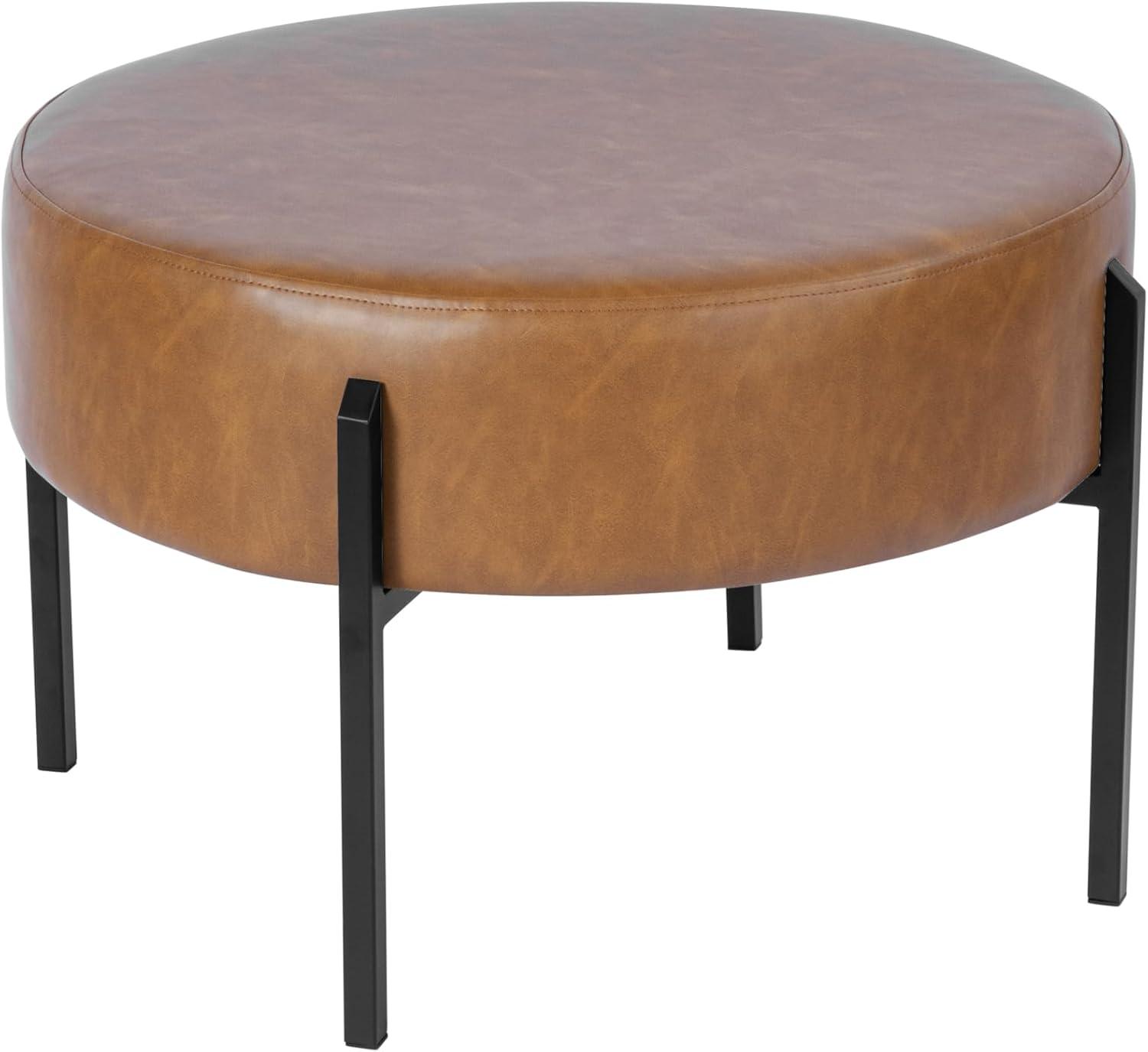 imageHomePop Luna Modern Round OttomanHomepop Home DcorOttoman for Living Room amp Bedroom Pink BoucleBrown