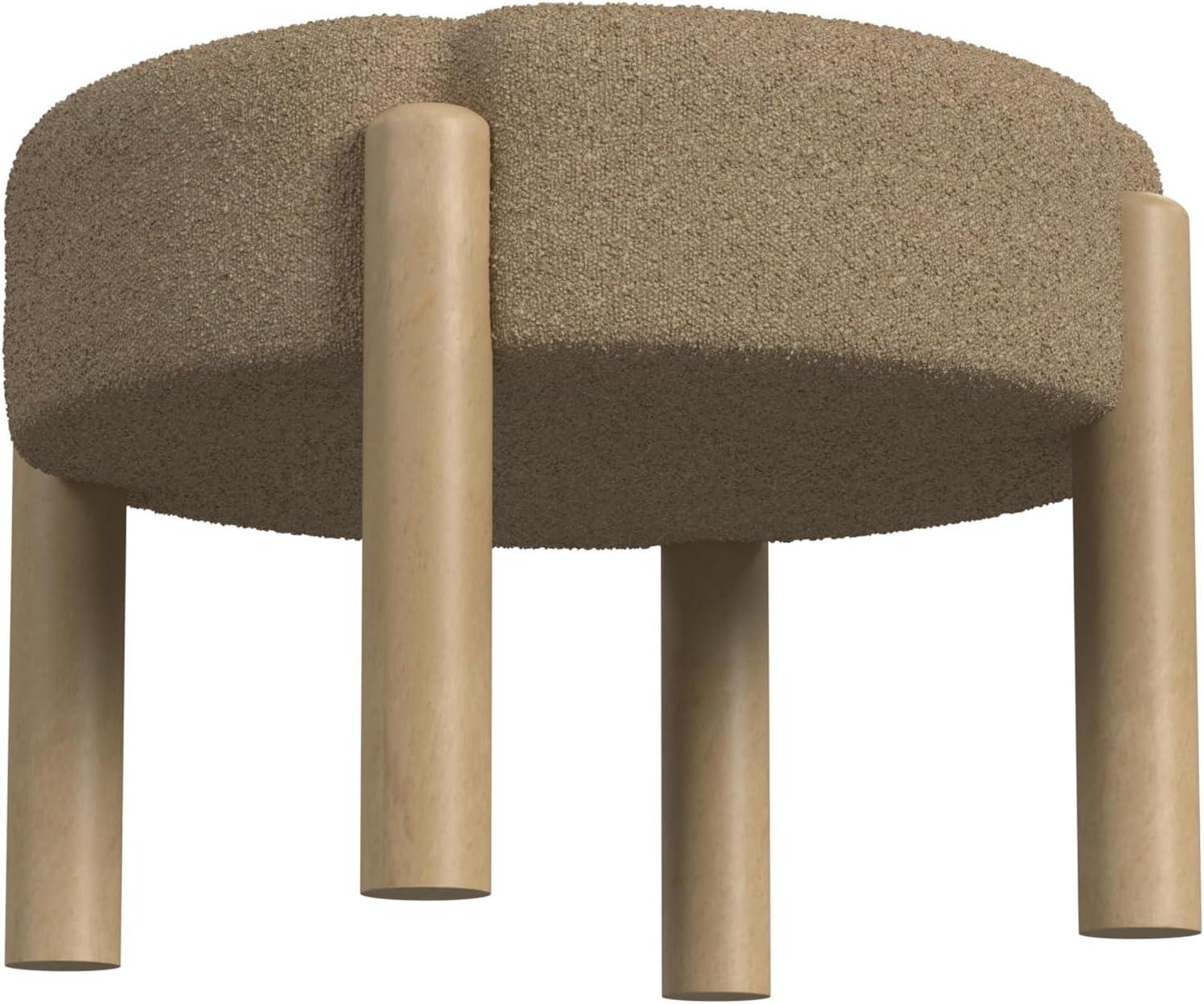 imageHomePop Luna Modern Round OttomanHomepop Home DcorOttoman for Living Room amp Bedroom Pink BoucleBrown Boucle