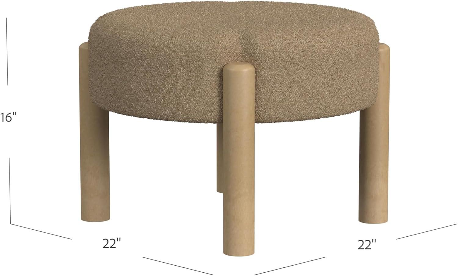 imageHomePop Luna Modern Round OttomanHomepop Home DcorOttoman for Living Room amp Bedroom Pink BoucleBrown Boucle