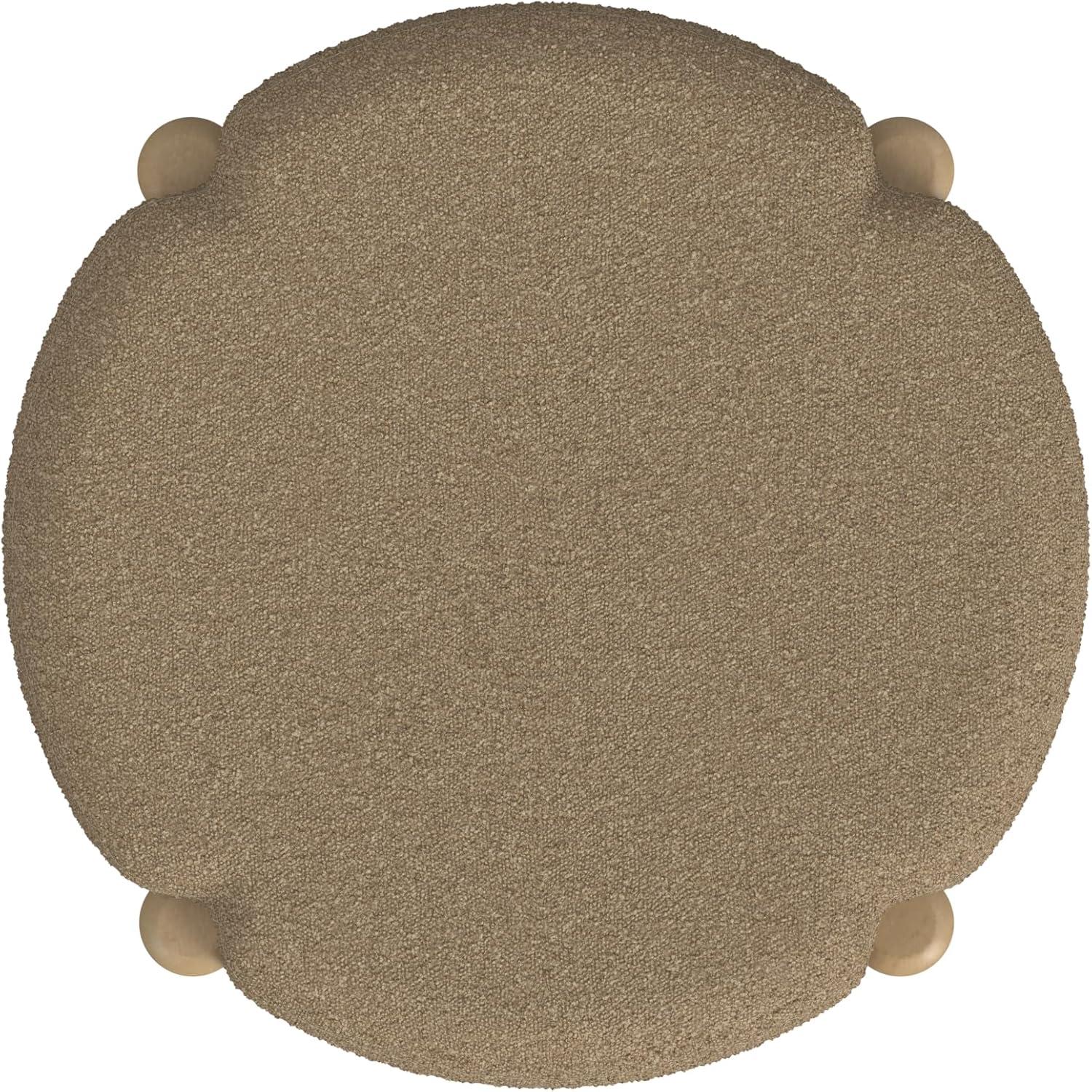 imageHomePop Luna Modern Round OttomanHomepop Home DcorOttoman for Living Room amp Bedroom Pink BoucleBrown Boucle