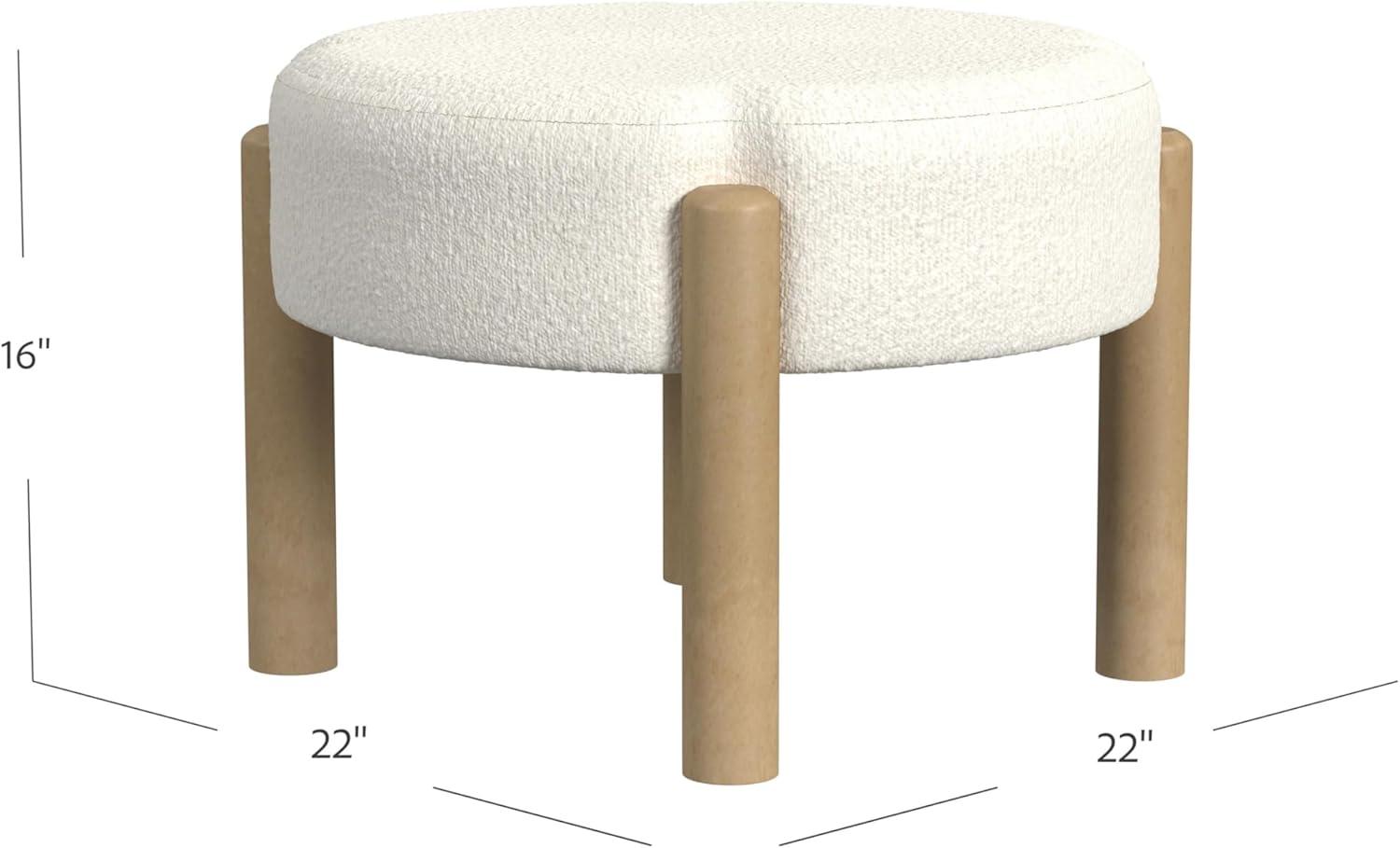 imageHomePop Luna Modern Round OttomanHomepop Home DcorOttoman for Living Room amp Bedroom Pink BoucleCream Boucle