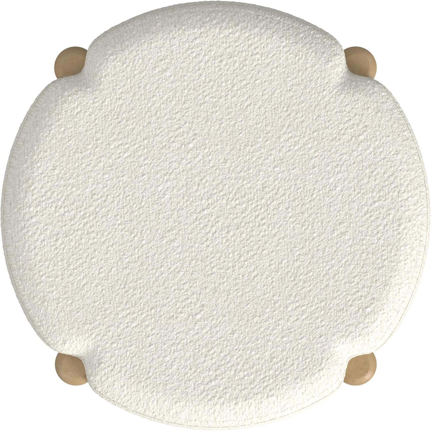 imageHomePop Luna Modern Round OttomanHomepop Home DcorOttoman for Living Room amp Bedroom Pink BoucleCream Boucle