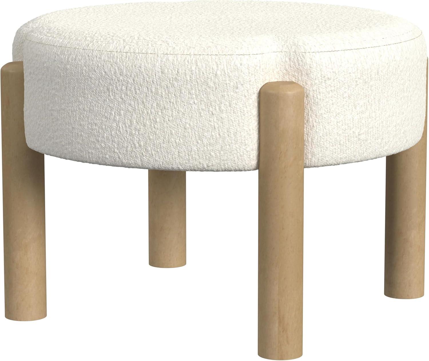imageHomePop Luna Modern Round OttomanHomepop Home DcorOttoman for Living Room amp Bedroom Pink BoucleCream Boucle