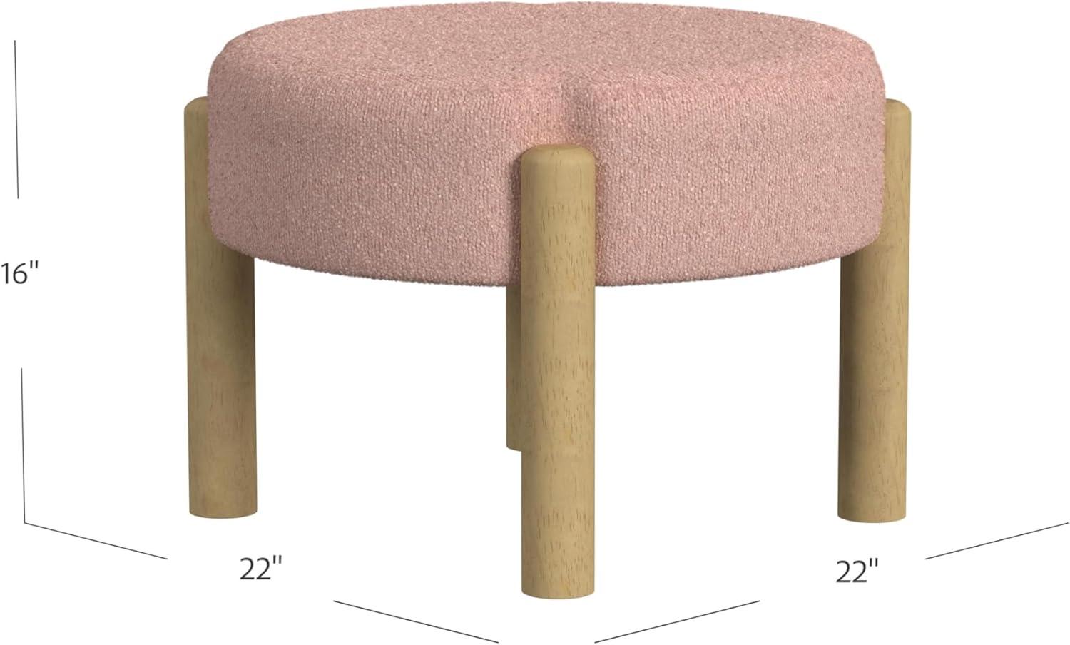 imageHomePop Luna Modern Round OttomanHomepop Home DcorOttoman for Living Room amp Bedroom Pink BouclePink