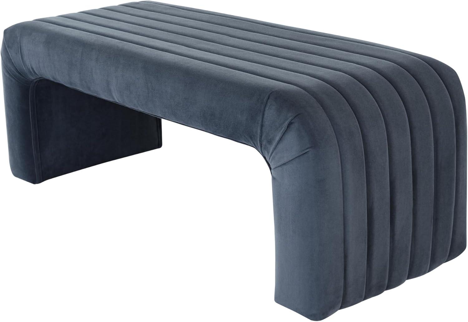 imageHomePop Modern Arch Velvet OttomanHomepop Home DcorOttoman for Living Room amp Bedroom Steel Blue VelvetBlue Velvet