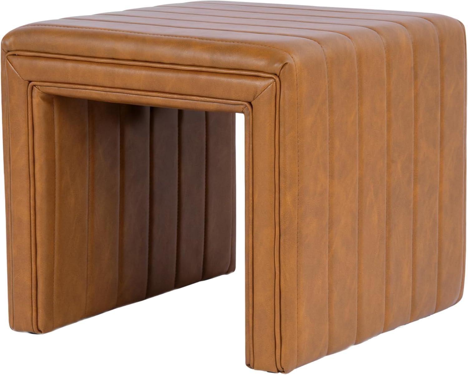 imageHomePop Modern Arch Velvet OttomanHomepop Home DcorOttoman for Living Room amp Bedroom Steel Blue VelvetCarmel Brown