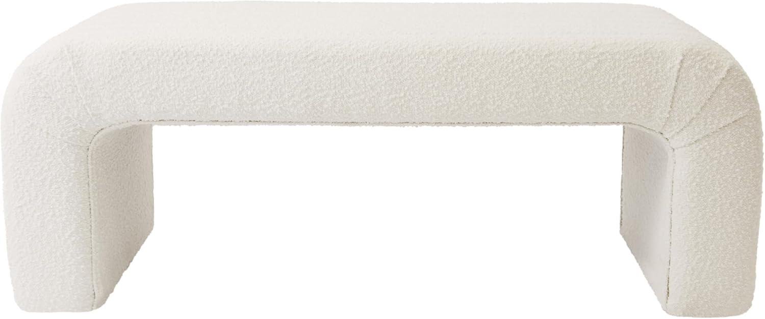 imageHomePop Modern Arch Velvet OttomanHomepop Home DcorOttoman for Living Room amp Bedroom Steel Blue VelvetWhite Cream Boucle
