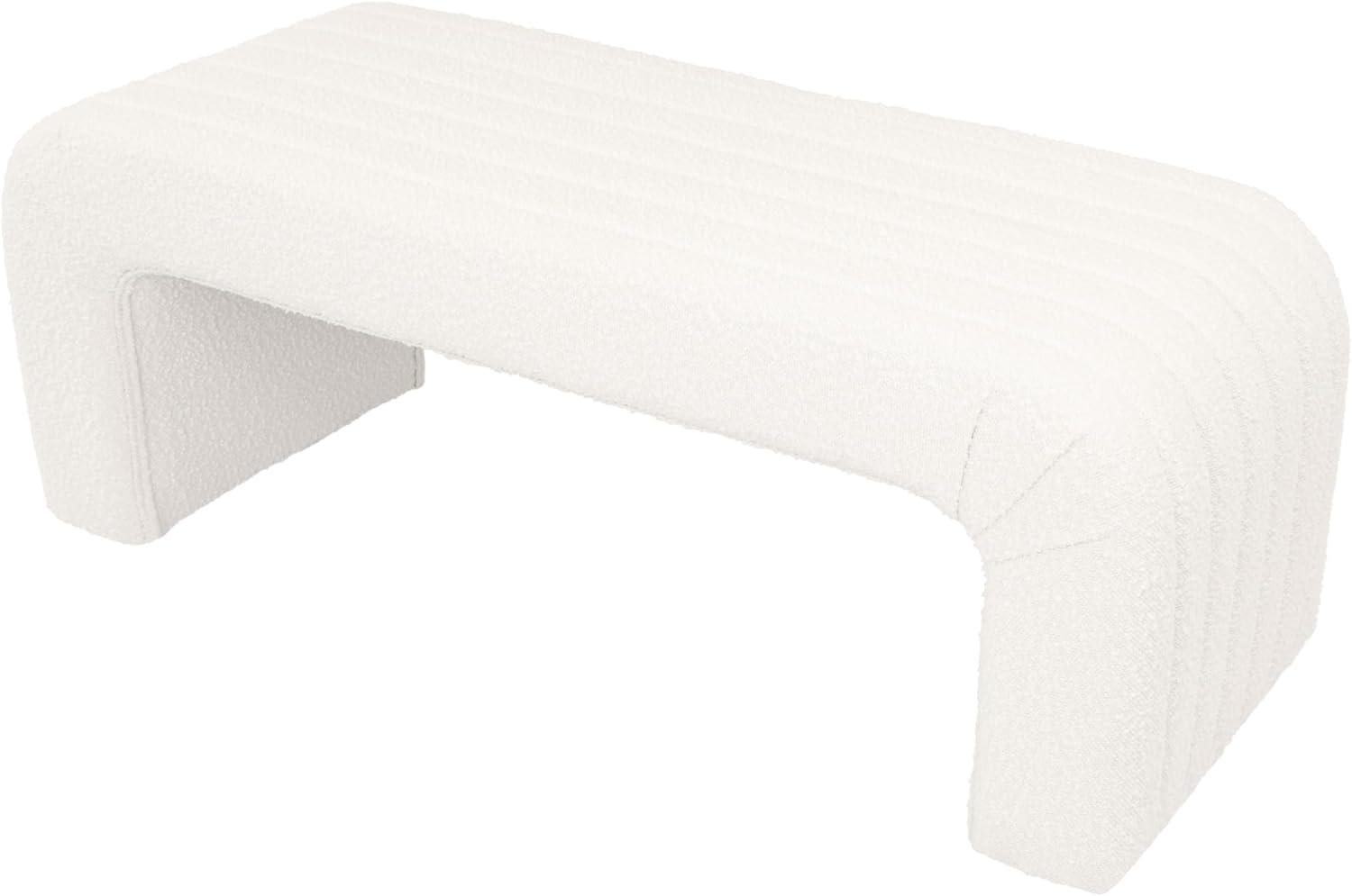 imageHomePop Modern Arch Velvet OttomanHomepop Home DcorOttoman for Living Room amp Bedroom Steel Blue VelvetWhite Cream Boucle