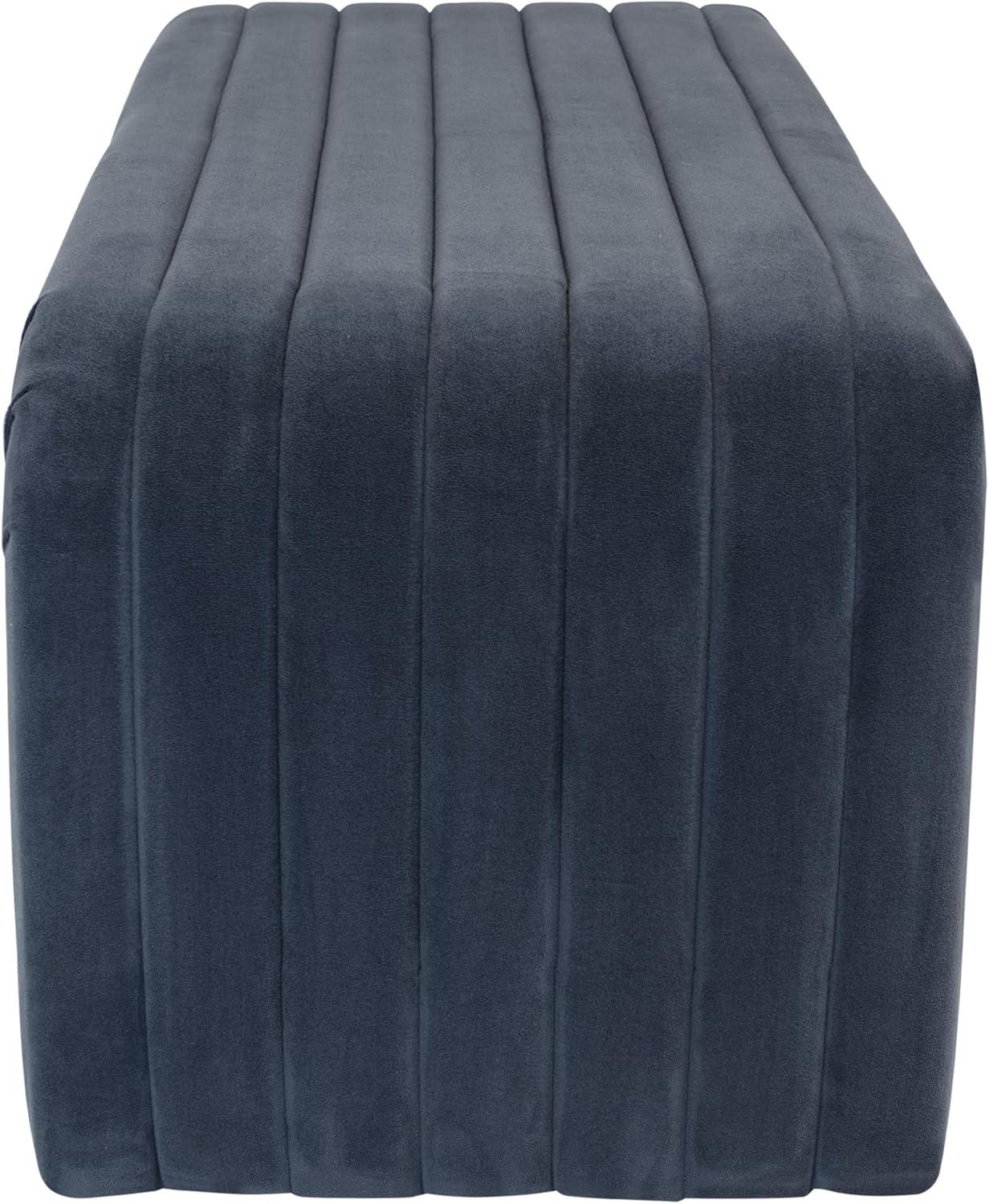 imageHomePop Modern Channel Tufted Faux Leather OttomanHomepop Home DcorOttoman for Living Room amp Bedroom Black Faux LeatherBlue Velvet