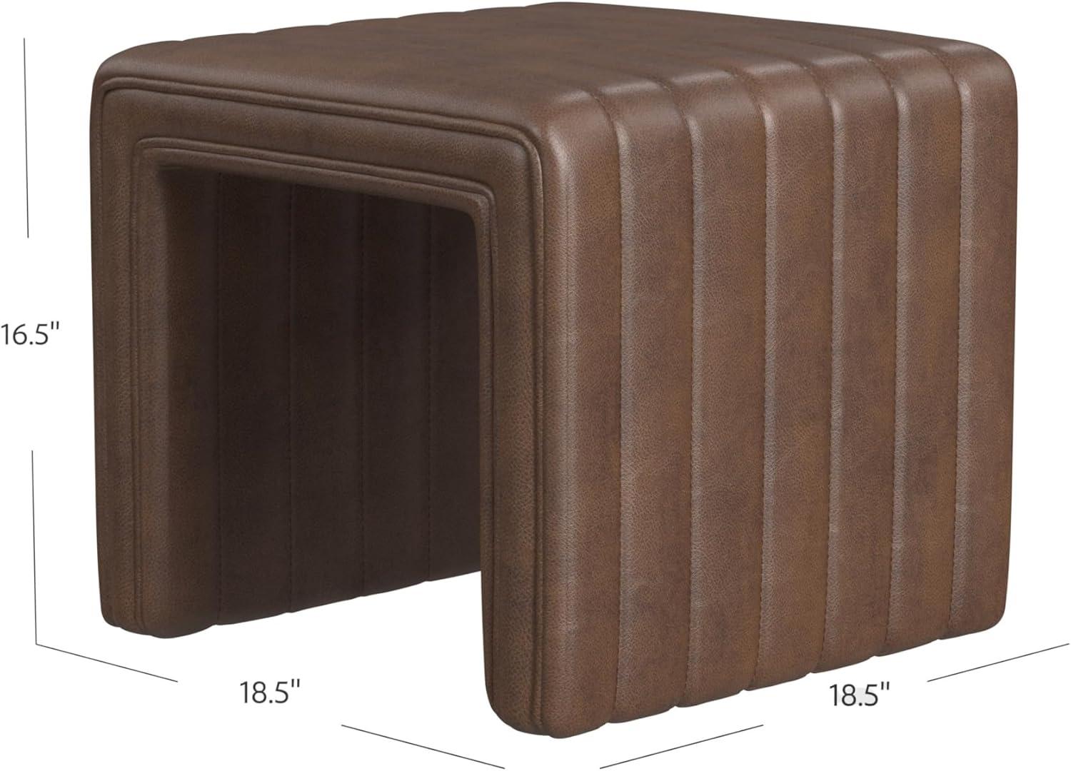 imageHomePop Modern Channel Tufted Faux Leather OttomanHomepop Home DcorOttoman for Living Room amp Bedroom Black Faux LeatherBrown Faux Leather