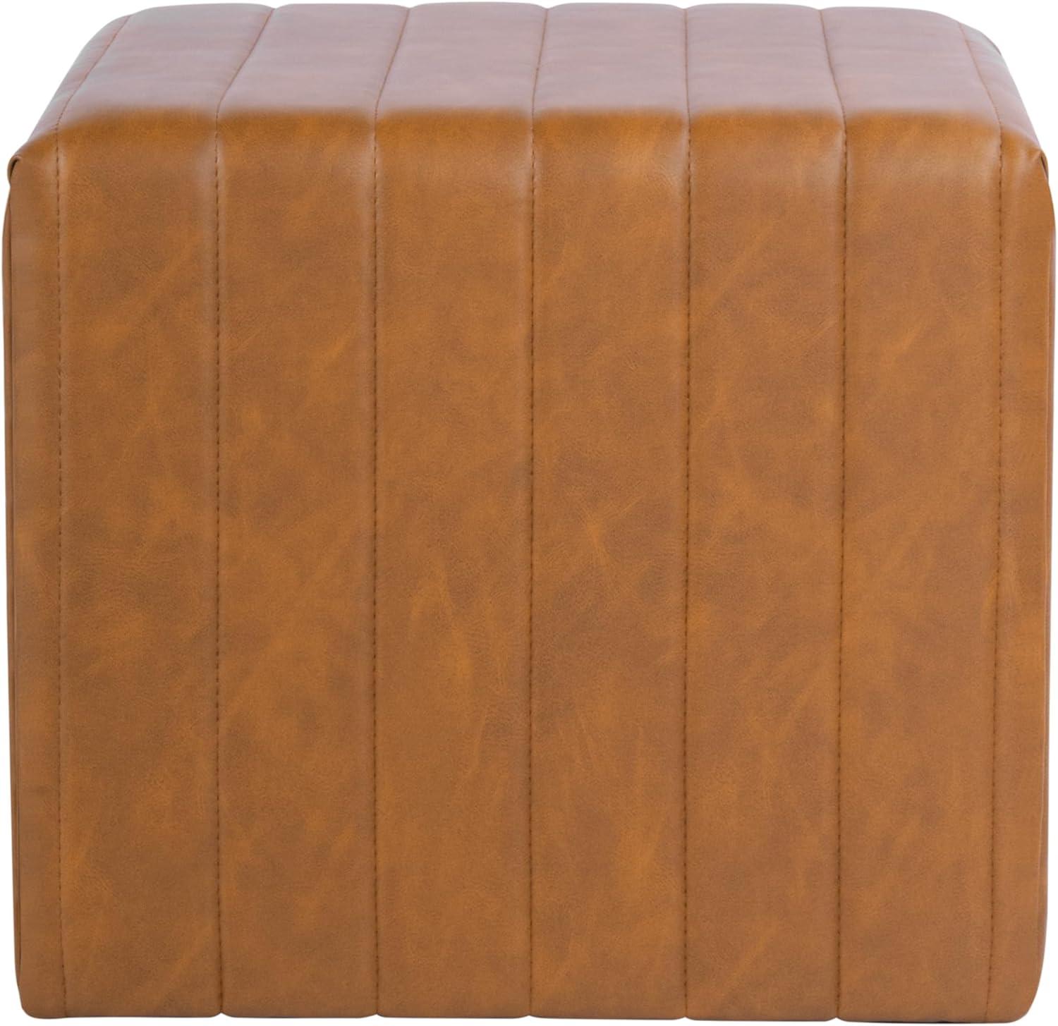 imageHomePop Modern Channel Tufted Faux Leather OttomanHomepop Home DcorOttoman for Living Room amp Bedroom Black Faux LeatherCarmel Brown