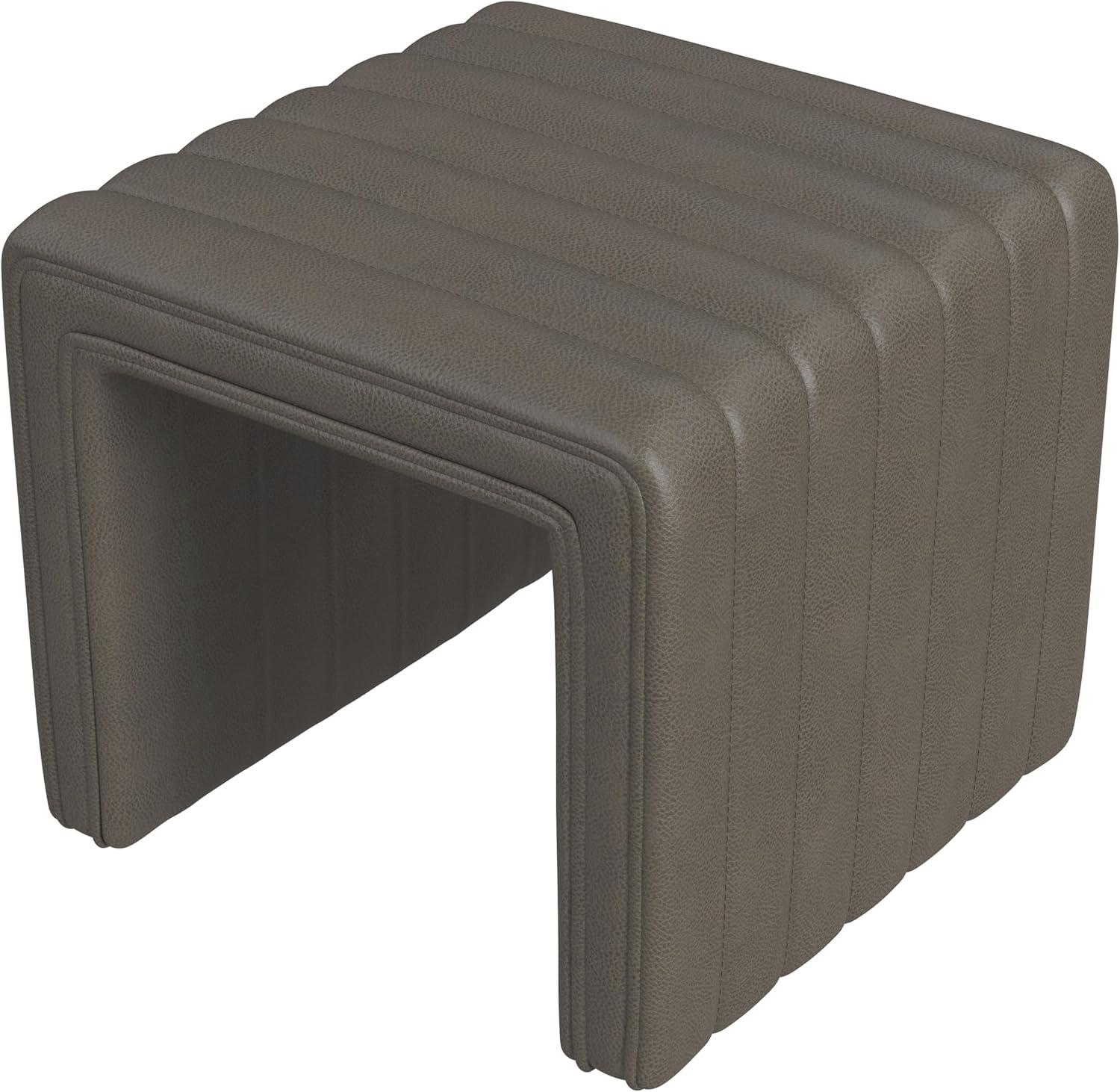 imageHomePop Modern Channel Tufted Faux Leather OttomanHomepop Home DcorOttoman for Living Room amp Bedroom Black Faux LeatherEwter Gray Faux Leather