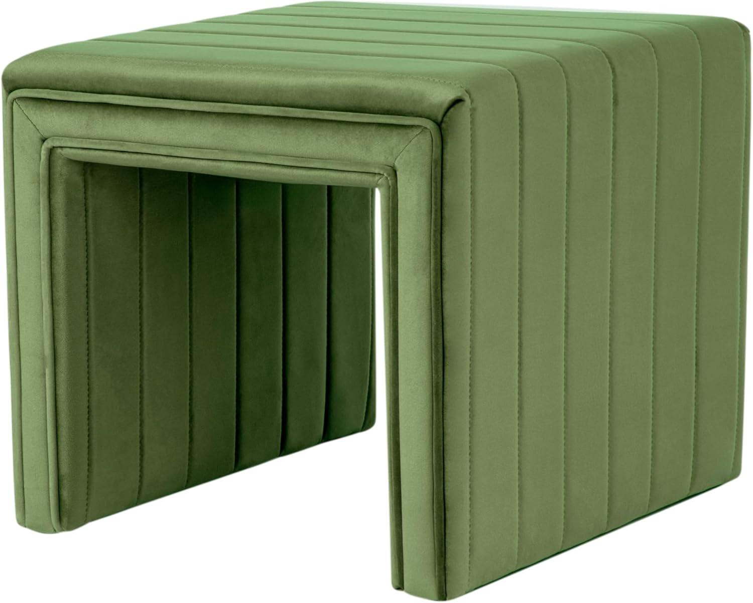imageHomePop Modern Channel Tufted Faux Leather OttomanHomepop Home DcorOttoman for Living Room amp Bedroom Black Faux LeatherGreen