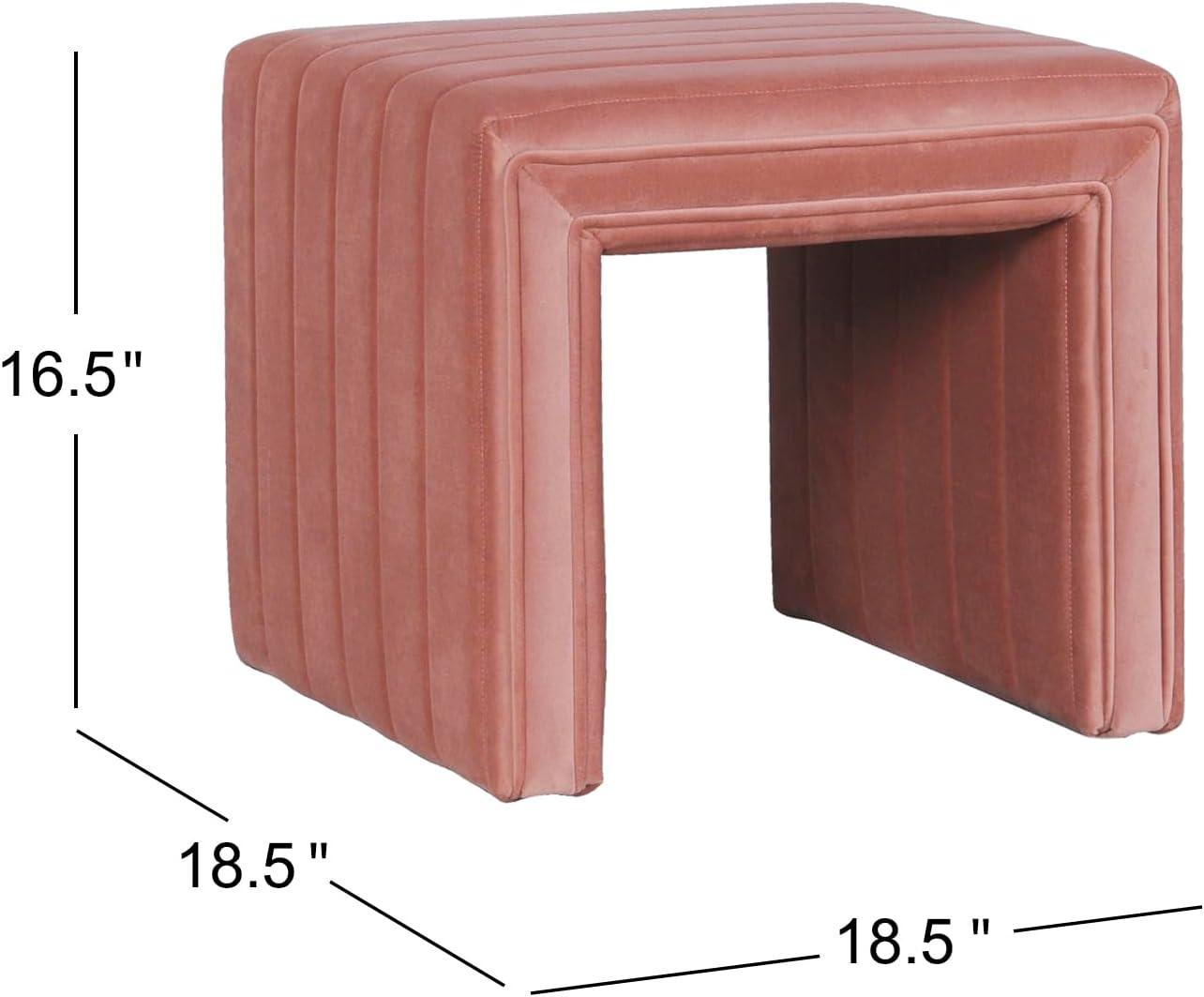 imageHomePop Modern Channel Tufted Velvet OttomanHomepop Home DcorOttoman for Living Room amp Bedroom GreenBlush Pink