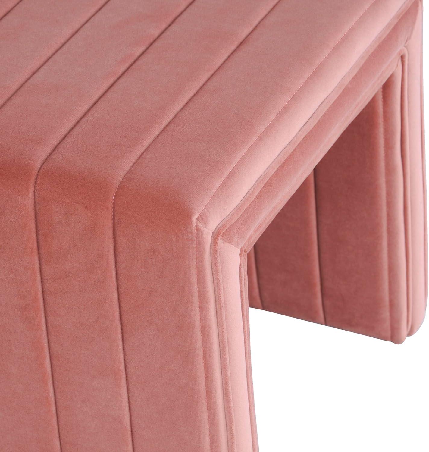 imageHomePop Modern Channel Tufted Velvet OttomanHomepop Home DcorOttoman for Living Room amp Bedroom GreenBlush Pink