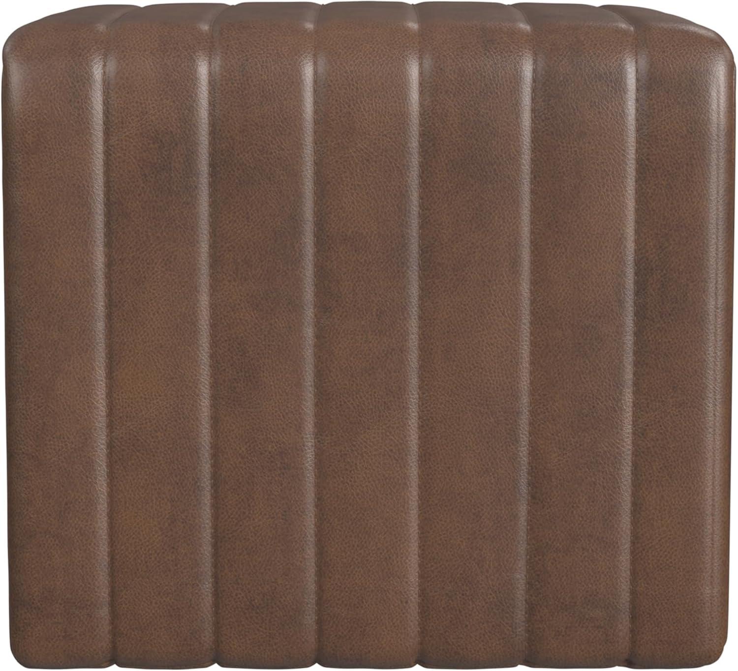 imageHomePop Modern Channel Tufted Velvet OttomanHomepop Home DcorOttoman for Living Room amp Bedroom GreenBrown Faux Leather