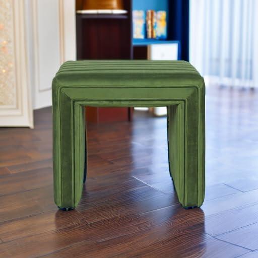 imageHomePop Modern Channel Tufted Velvet OttomanHomepop Home DcorOttoman for Living Room amp Bedroom GreenGreen