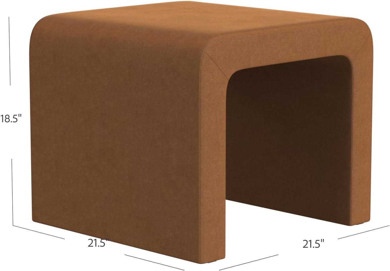 imageHomePop Modern Channel Tufted Velvet OttomanHomepop Home DcorOttoman for Living Room amp Bedroom GreenRust Orange