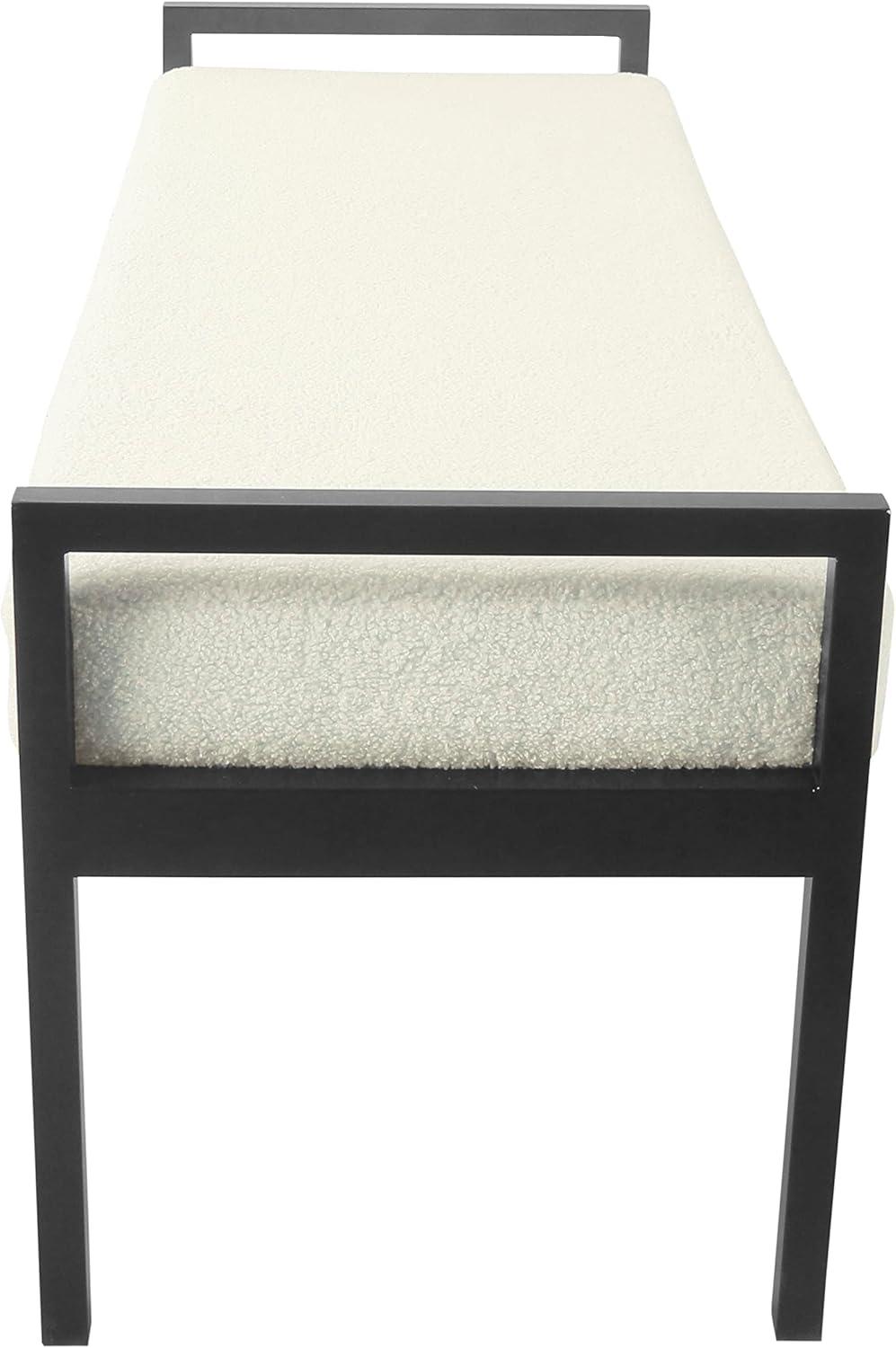 imageHomePop Modern Metal BenchBench for Living Room amp Bedroom Decorative Home Furniture Brown BoucleCream Sherpa