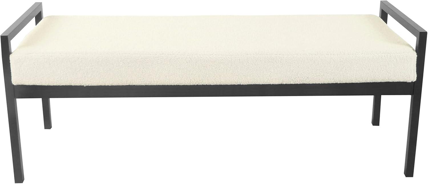 imageHomePop Modern Metal BenchBench for Living Room amp Bedroom Decorative Home Furniture Brown BoucleCream Sherpa