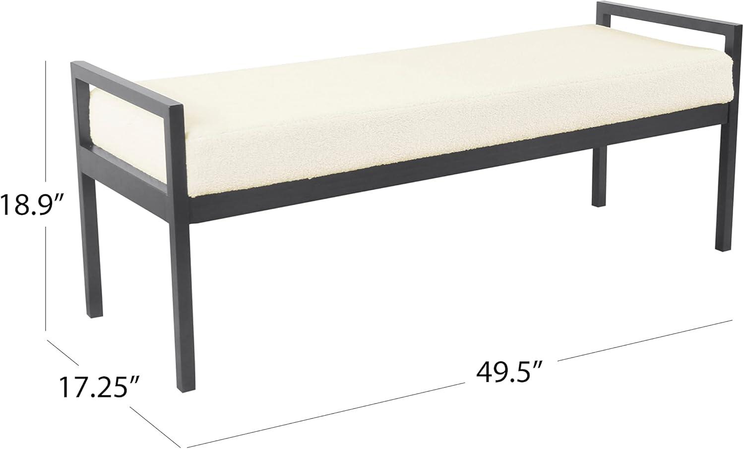 imageHomePop Modern Metal BenchBench for Living Room amp Bedroom Decorative Home Furniture Brown BoucleCream Sherpa