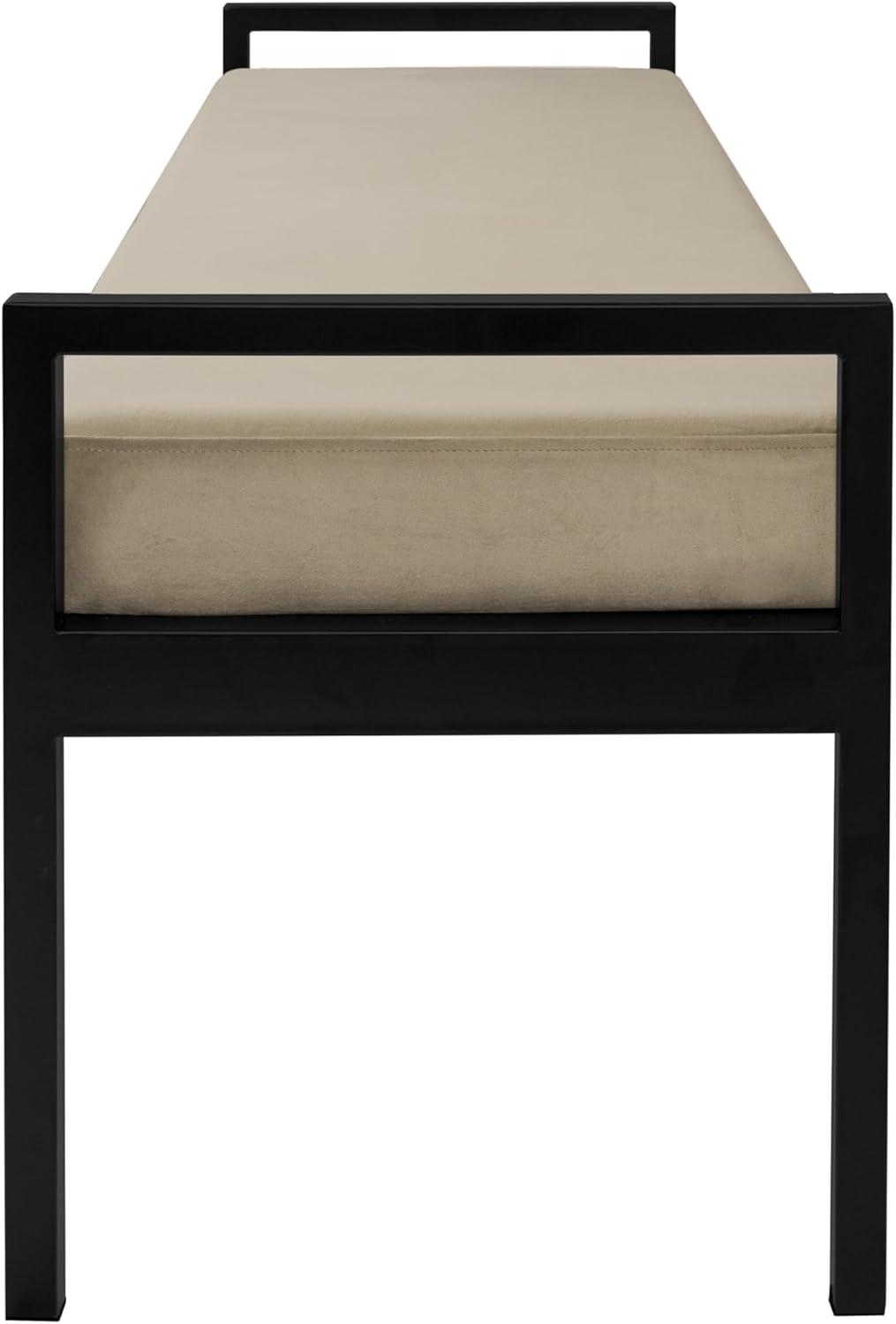 imageHomePop Modern Metal BenchBench for Living Room amp Bedroom Decorative Home Furniture Brown BoucleFawn Velvet