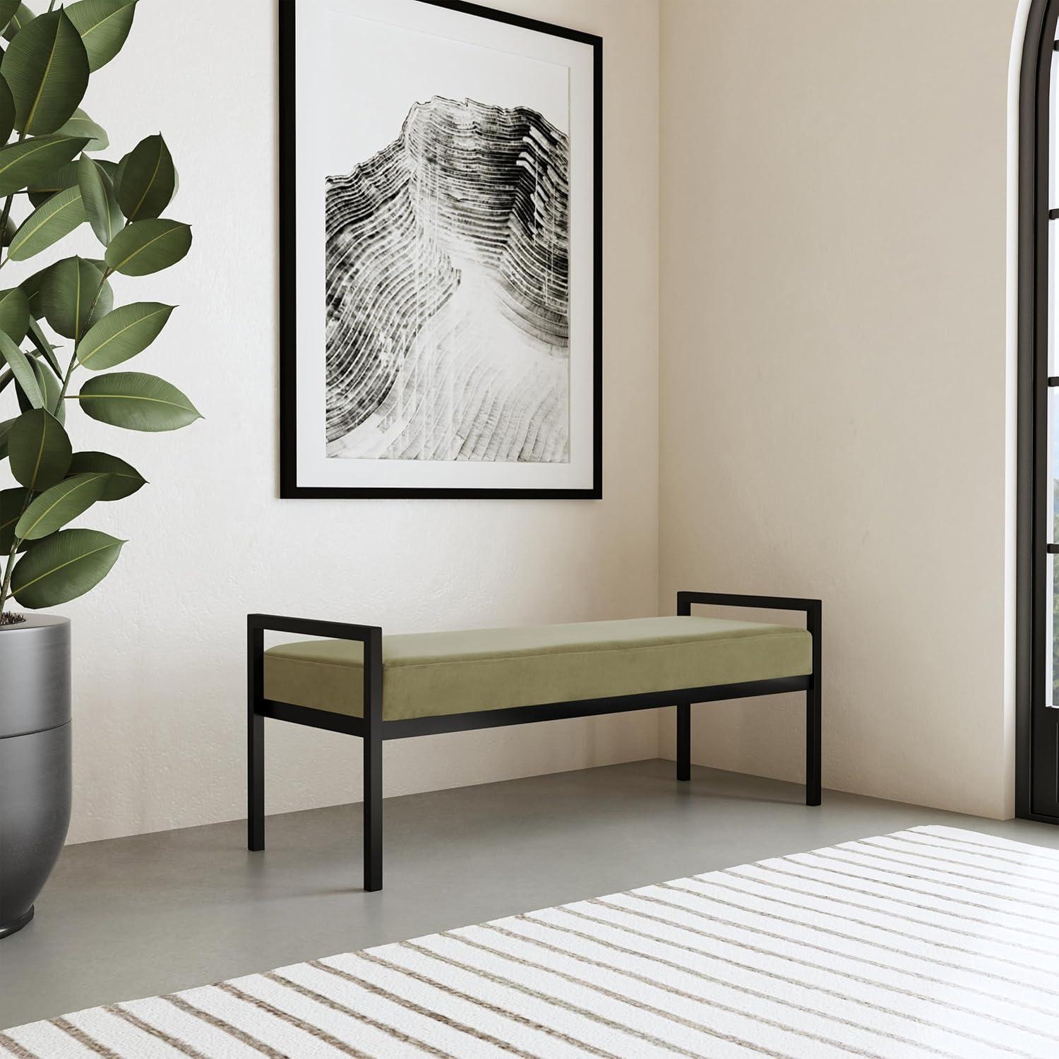 imageHomePop Modern Metal BenchBench for Living Room amp Bedroom Decorative Home Furniture Brown BoucleLight Sage Green Velvet