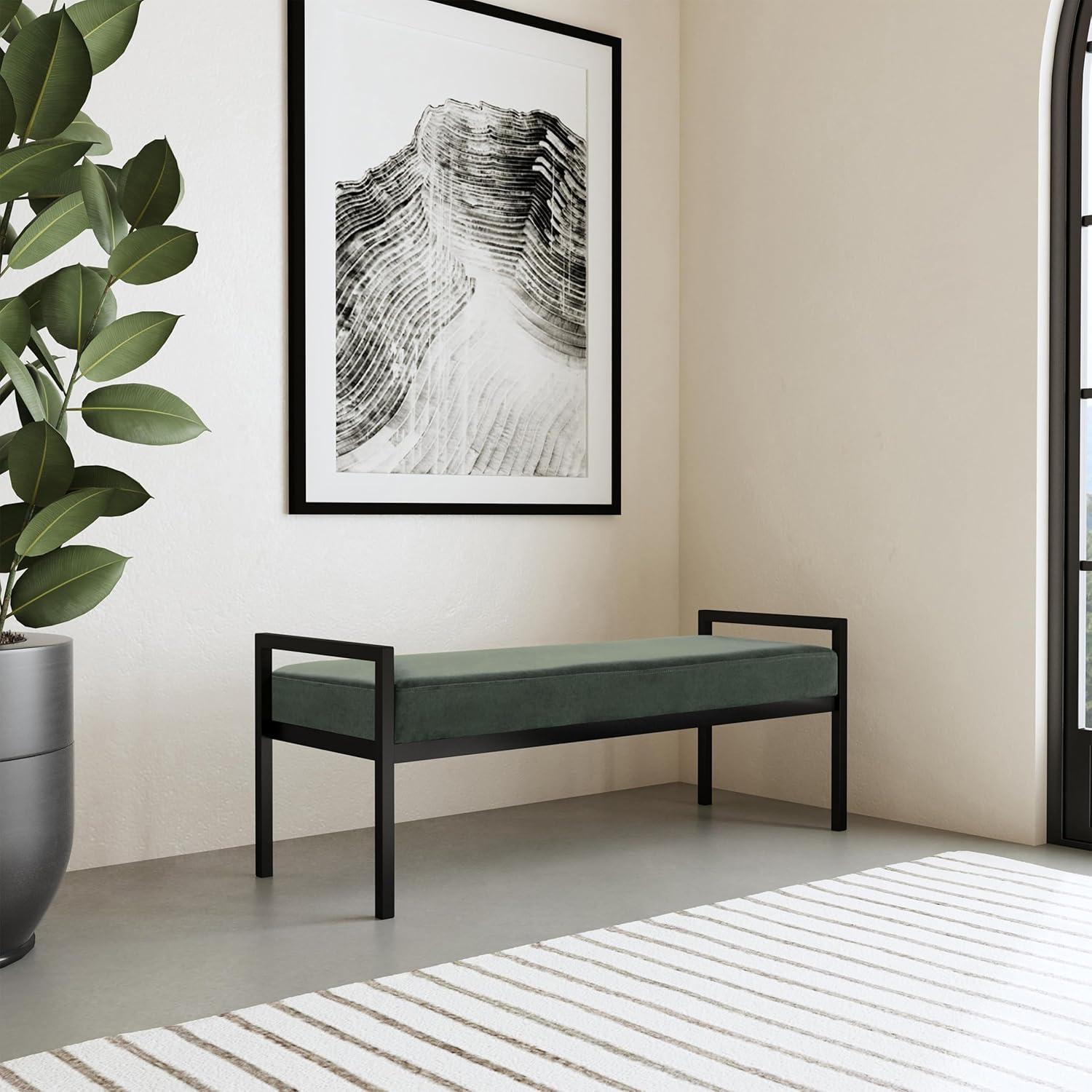 imageHomePop Modern Metal BenchBench for Living Room amp Bedroom Decorative Home Furniture Brown BoucleLoden Green Velvet